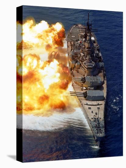 Battleship USS Iowa Firing Its Mark 7 16-inch/50-caliber Guns-Stocktrek Images-Premier Image Canvas