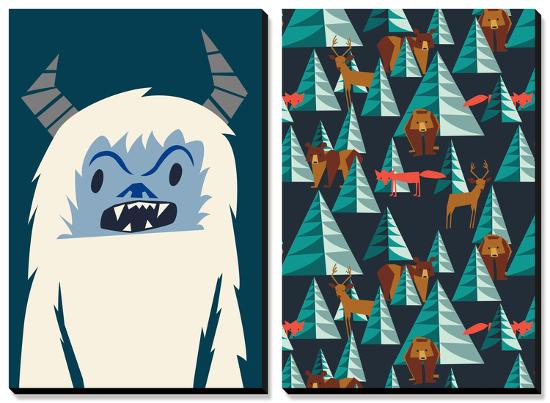 Bavarian Snowmonster and His Forest Friends-null-Stretched Canvas