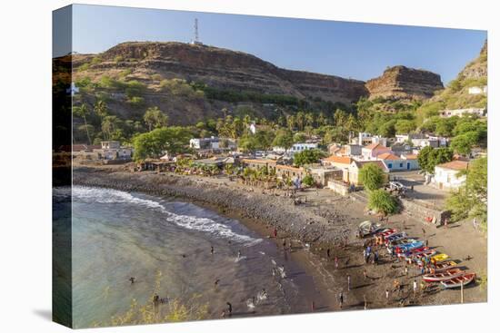 Bay, Beach and Cidade Velha Village, Santiago Island, Cape Verde-Peter Adams-Premier Image Canvas