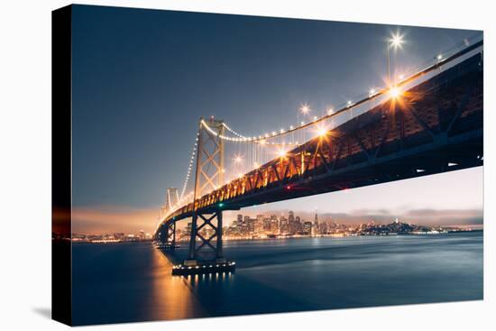 Bay Bridge Night Cityscape, San Francisco, California-Vincent James-Premier Image Canvas