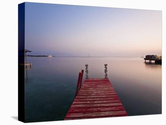 Bay Islands, Utila, Red Jetty at Sunset, Honduras-Jane Sweeney-Premier Image Canvas