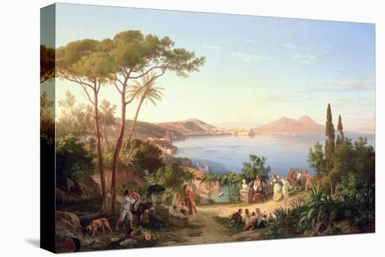 Bay of Naples with Dancing Italians, C.1850-Carl Wilhelm Goetzloff-Premier Image Canvas