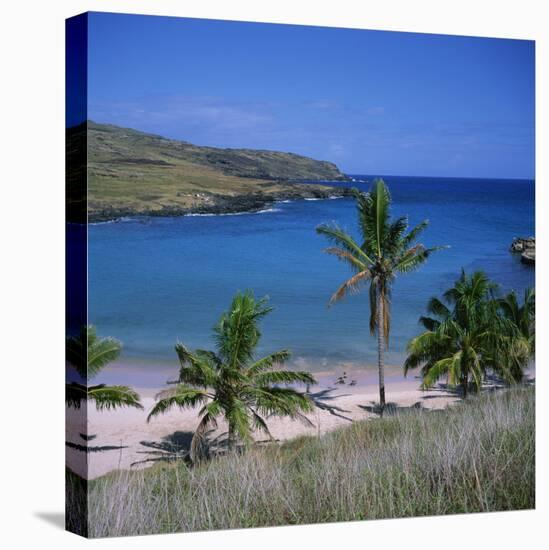 Beach and Coastline at Playa Anakena, on the North Coast of Easter Island, Chile-Geoff Renner-Premier Image Canvas