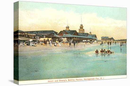 Beach and Pavilion, Narragansett Pier, Rhode Island-null-Stretched Canvas