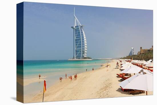 Beach at the Al Quasr Hotel of Madinat Jumeirah with View of Burj al Arab-null-Stretched Canvas