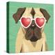 Beach Bums Pug I-Michael Mullan-Stretched Canvas