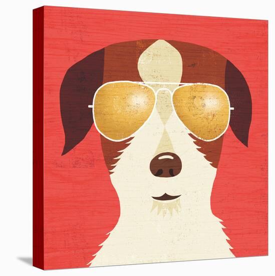 Beach Bums Terrier I-Michael Mullan-Stretched Canvas