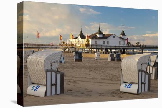 Beach Chairs and the Historic Pier in Ahlbeck on the Island of Usedom-Miles Ertman-Premier Image Canvas
