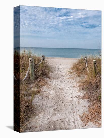 Beach Entry Path with Posts-Mary Lou Johnson-Stretched Canvas