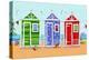 Beach Huts-Peter Adderley-Stretched Canvas