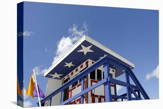 Beach Lifeguard Tower '13 St', with Paint in Style of the Us Flag, Miami South Beach-Axel Schmies-Premier Image Canvas