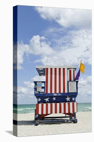 Beach Lifeguard Tower '13 St', with Paint in Style of the Us Flag, Miami South Beach-Axel Schmies-Premier Image Canvas