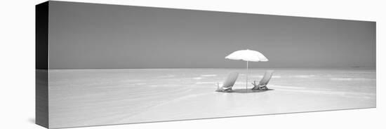 Beach, Ocean, Water, Parasol and Chairs, Maldives-null-Premier Image Canvas