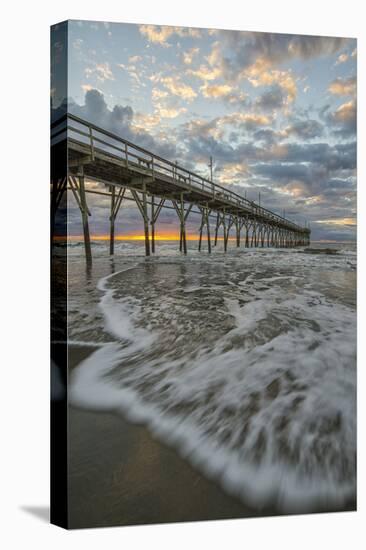 Beach, ocean, waves and pier at sunrise, Sunset Beach, North Carolina, United States of America, No-Jon Reaves-Premier Image Canvas