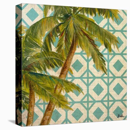 Beach Palm Turquoise Pattern I-Patricia Pinto-Stretched Canvas