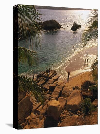 Beach, Playa Hornitos, Acapulco, Mexico-Walter Bibikow-Premier Image Canvas