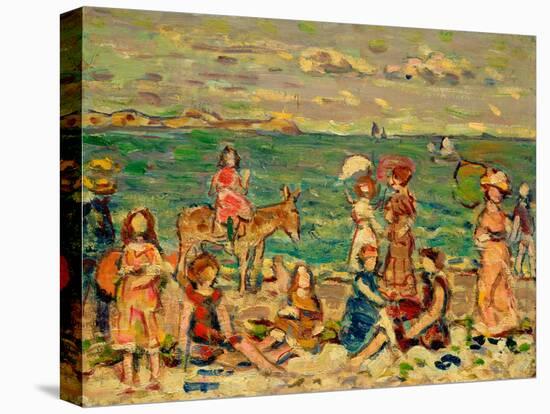 Beach Scene, C.1912-13 (Oil on Panel)-Maurice Brazil Prendergast-Premier Image Canvas