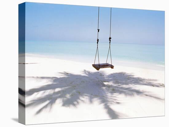 Beach Swing And Shadow of Palm Tree on Sand-null-Premier Image Canvas