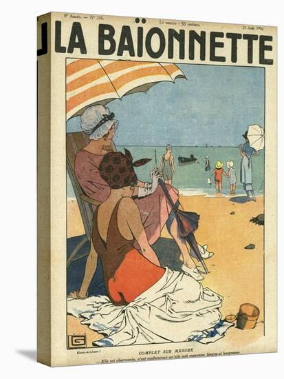 Beach Watchers-Georges Leonnec-Stretched Canvas