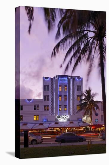 Beacon Hotel, Facade, Ocean Drive at Dusk, Miami South Beach, Art Deco District, Florida, Usa-Axel Schmies-Premier Image Canvas