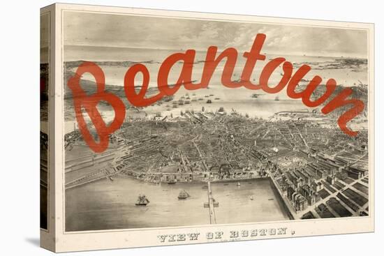 Beantown - 1870, Boston Bird's Eye View on July 4th, Massachusetts, United States Map-null-Premier Image Canvas