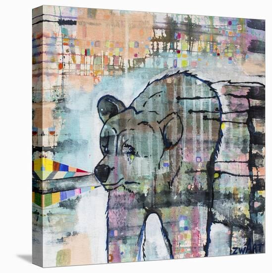 Bear Sniff Sniff-Zwart-Premier Image Canvas