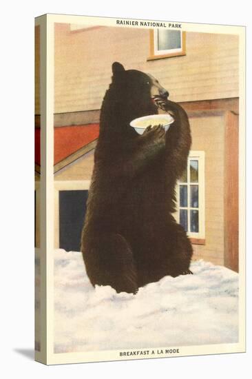 Bear with Bowl, Rainier National Park, Washington-null-Stretched Canvas