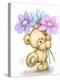 Bear with Three Flowers-MAKIKO-Premier Image Canvas