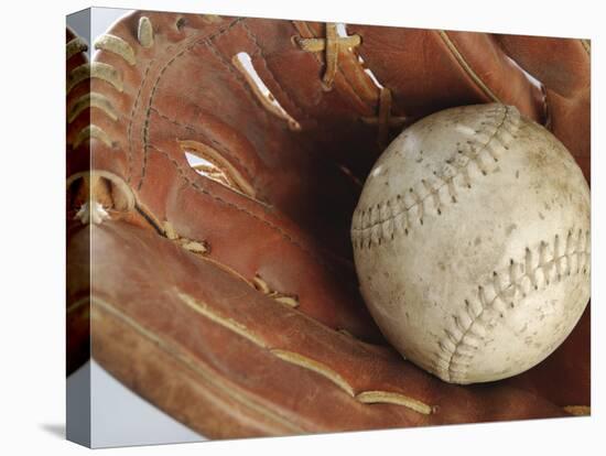 Beaten-Up Baseball in Baseball Glove-null-Premier Image Canvas