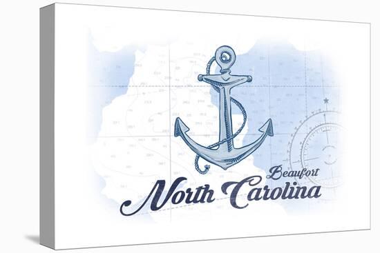 Beaufort, North Carolina - Anchor - Blue - Coastal Icon-Lantern Press-Stretched Canvas