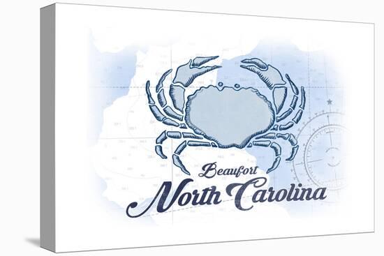 Beaufort, North Carolina - Crab - Blue - Coastal Icon-Lantern Press-Stretched Canvas