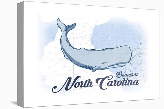 Beaufort, North Carolina - Whale - Blue - Coastal Icon-Lantern Press-Stretched Canvas