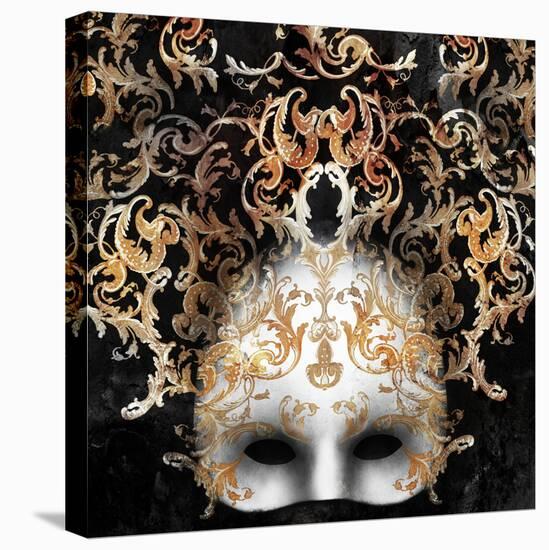 Beautiful and Elegant Venetian Mask with a Rich Baroque Decor on Black Background-Valentina Photos-Premier Image Canvas