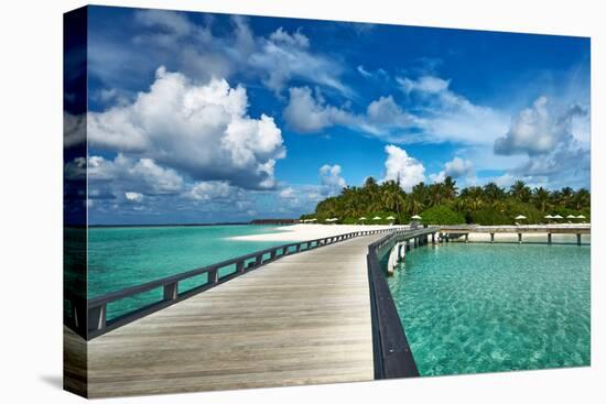 Beautiful Beach with Jetty at Maldives-haveseen-Premier Image Canvas