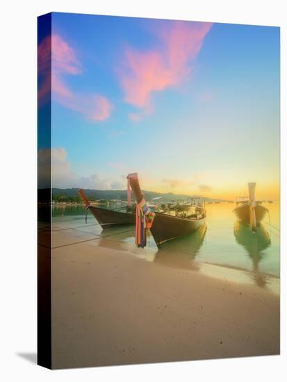 Beautiful Beach with River and Colorful Sky at Sunrise or Sunset, Thailand-Hanna Slavinska-Premier Image Canvas