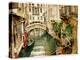 Beautiful Channels of Venice- Retro Styled Picture-Maugli-l-Stretched Canvas