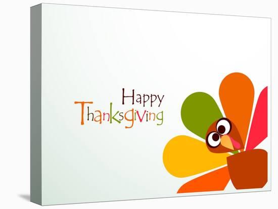 Beautiful, Colorful Cartoon of Turkey Bird for Happy Thanksgiving Celebration, Can Be Use as Flyer,-aispl-Stretched Canvas