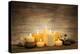 Beautiful Composition with Candles and Spa Stones on Wooden Background-Yastremska-Premier Image Canvas
