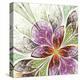 Beautiful Fractal Flower in Beige, Green and Violet-velirina-Stretched Canvas