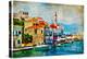 Beautiful Kastelorizo Bay (Greece, Dodecanes) - Artwork In Painting Style-Maugli-l-Stretched Canvas