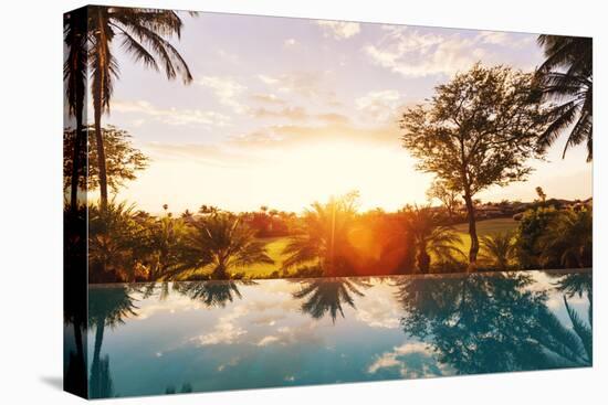 Beautiful Luxury Home with Swimming Pool at Sunset-EpicStockMedia-Premier Image Canvas