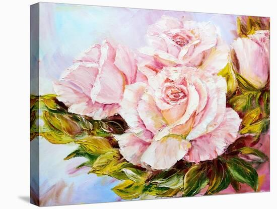 Beautiful Roses, Oil Painting on Canvas-Valenty-Stretched Canvas