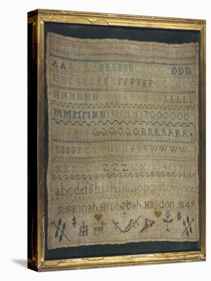 Beautiful Sampler Depicting the Alphabet in Both Lower and Upper Case-null-Stretched Canvas