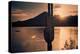 Beautiful Scenic Landscape with Saguaro Cactus Mountains and Sun Ray Flare.-BCFC-Premier Image Canvas