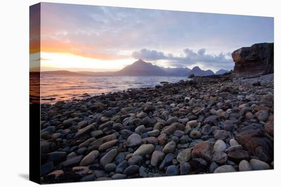 Beautiful Sunset at Stony Beach Elgol Isle of Skye Highland Scotland-vichie81-Premier Image Canvas