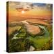 Beautiful Sunset over Czech Valley Reservoir in the Litice Suburban District of Pilsen. Aerial View-Kletr-Stretched Canvas