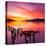 Beautiful Sunset with Colours of Red, Orange and Yellow, over Governors Bay, Looking-Travellinglight-Premier Image Canvas