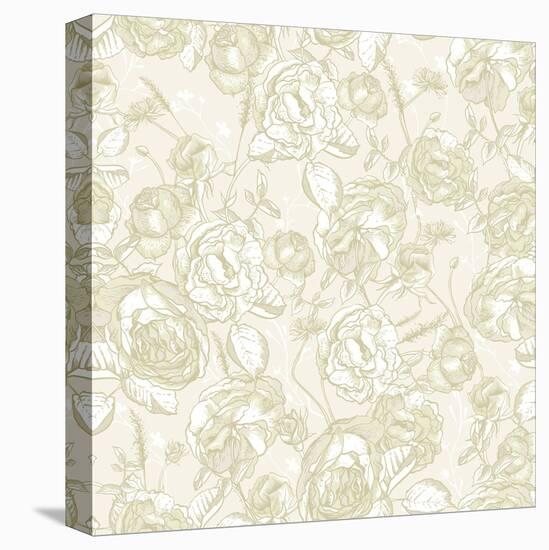 Beautiful Vintage Seamless Roses Background-Varvara Kurakina-Stretched Canvas