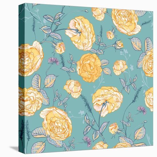 Beautiful Vintage Seamless Roses Background-Varvara Kurakina-Stretched Canvas