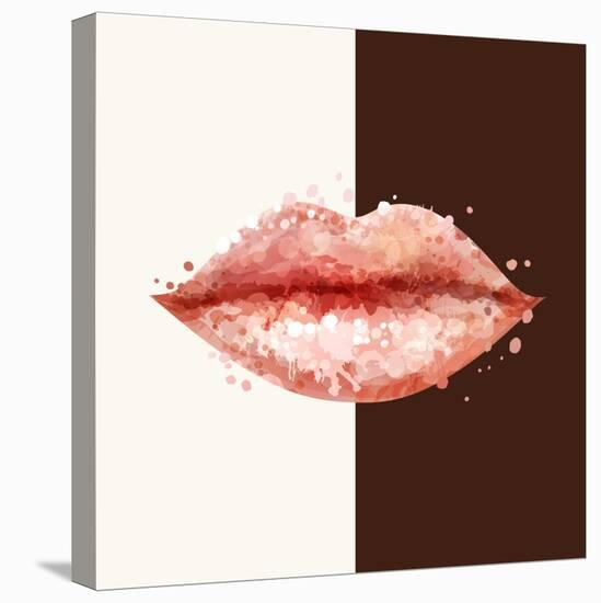 Beautiful Woman Pink Lips Formed by Abstract Blots. it Can Be Used on Any Background Color.-artant-Stretched Canvas